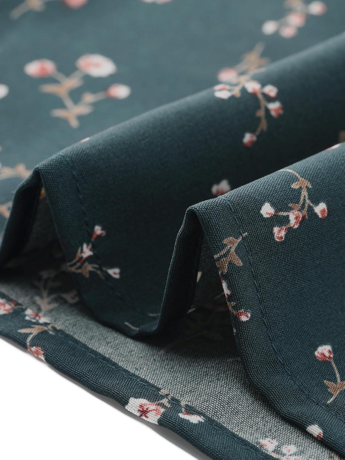 imageAllegra K V Neck Tops for Womens Elegant Casual Cherry Print Notch Lapel Summer Short Sleeve BlouseDark Green