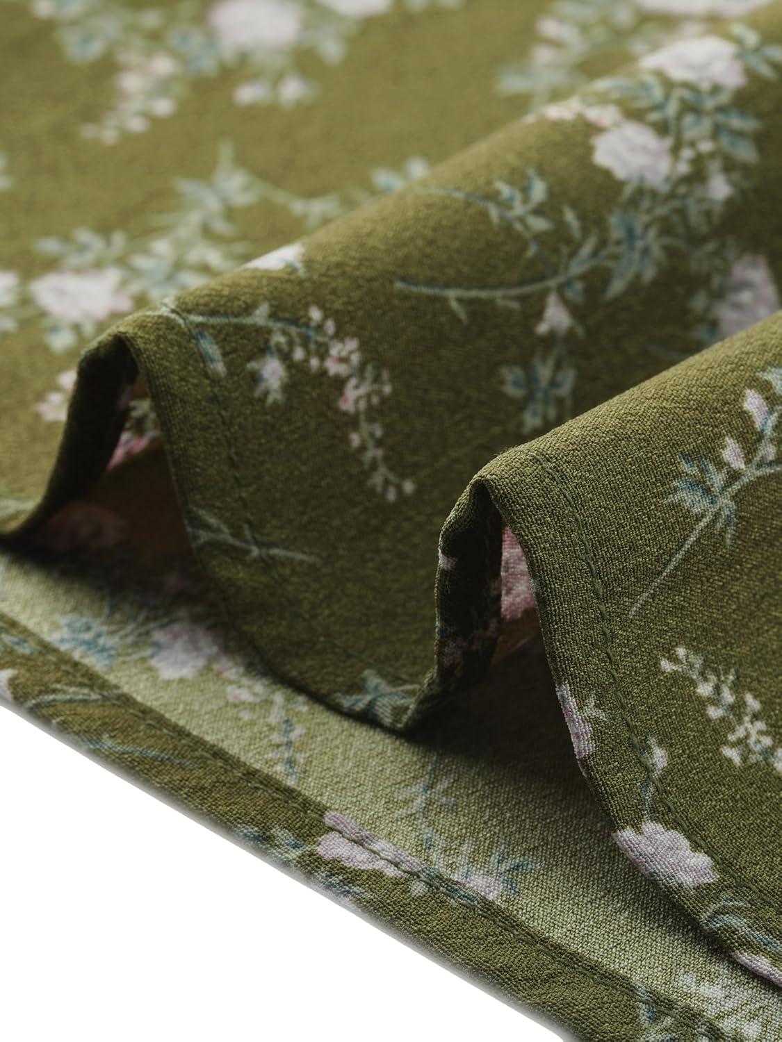 imageAllegra K V Neck Tops for Womens Elegant Casual Cherry Print Notch Lapel Summer Short Sleeve BlouseOlive Green