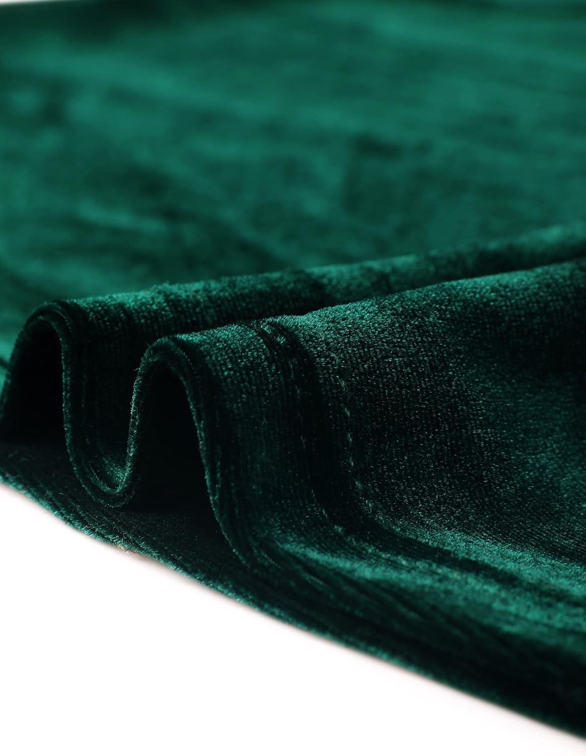 imageAllegra K Velvet Dresses for Womens Smocked Waistline Long Sleeve Wedding Guest DressGreen