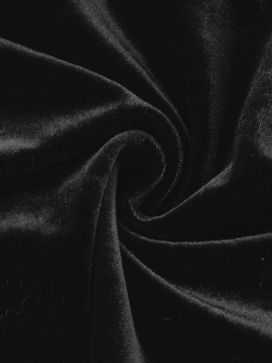 imageAllegra K Velvet Shrug Top for Womens 34 Sleeve Open Front Ruffled Cocktail Party Cropped CardiganBlack