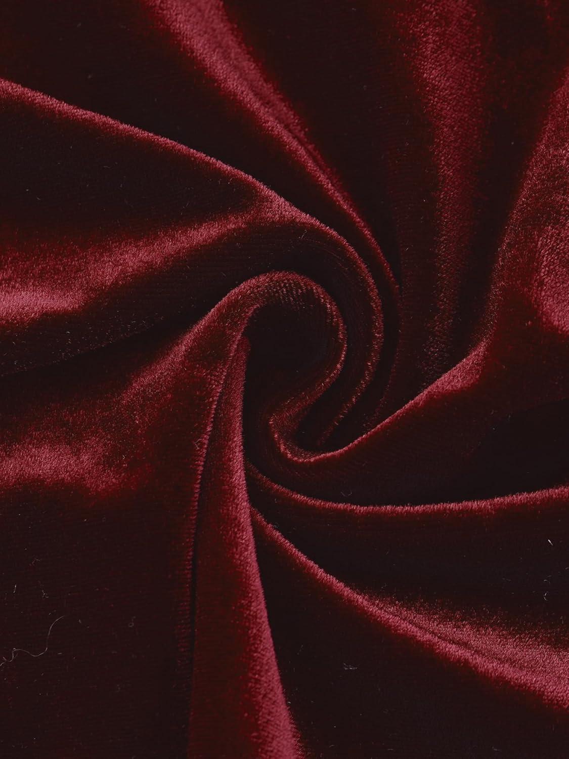 imageAllegra K Velvet Shrug Top for Womens 34 Sleeve Open Front Ruffled Cocktail Party Cropped CardiganBurgundy