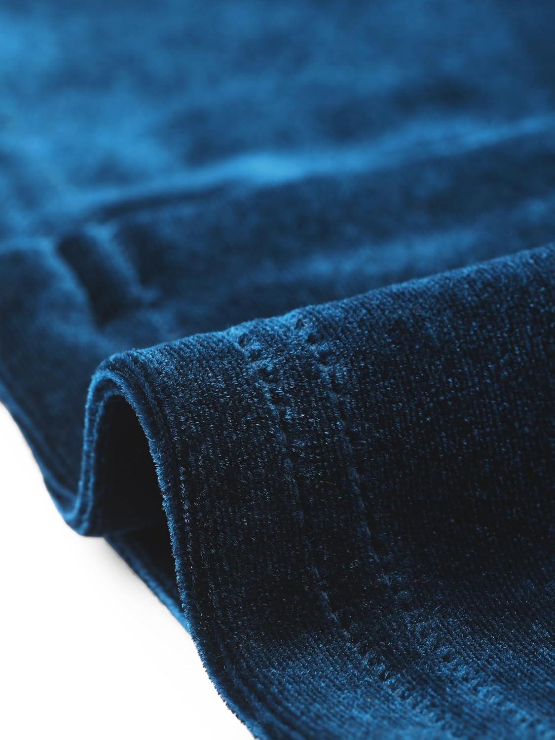 imageAllegra K Velvet Shrug Top for Womens 34 Sleeve Open Front Ruffled Cocktail Party Cropped CardiganPeacock Blue