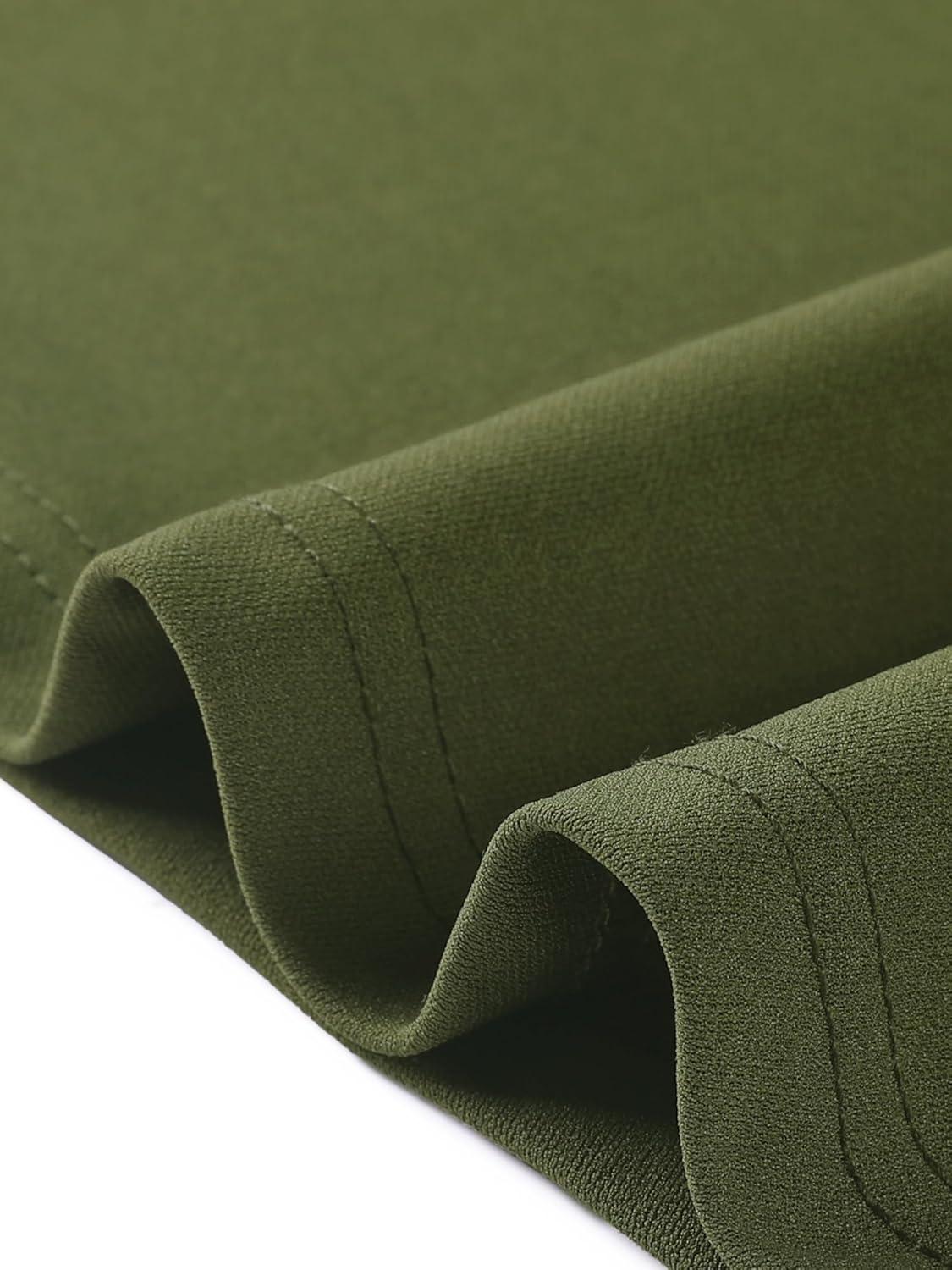 imageAllegra K Vintage Work Dresses for Womens 1950s Flat Collar Short Sleeve Fit and Flare DressArmy Green