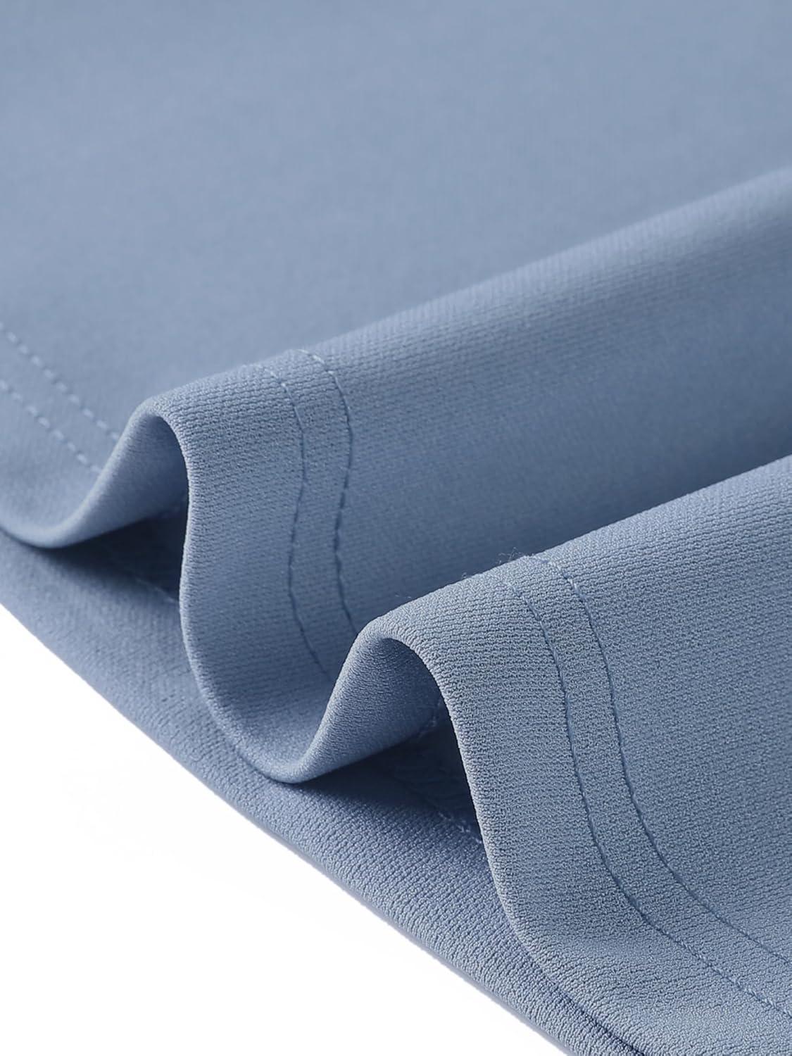 imageAllegra K Vintage Work Dresses for Womens 1950s Flat Collar Short Sleeve Fit and Flare DressBlue Gray