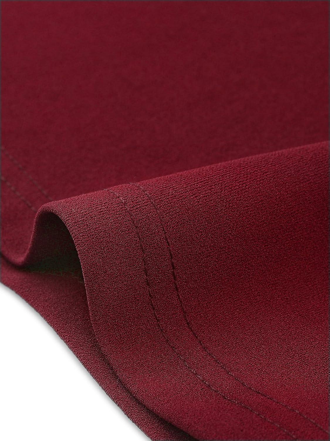 imageAllegra K Vintage Work Dresses for Womens 1950s Flat Collar Short Sleeve Fit and Flare DressWine Red