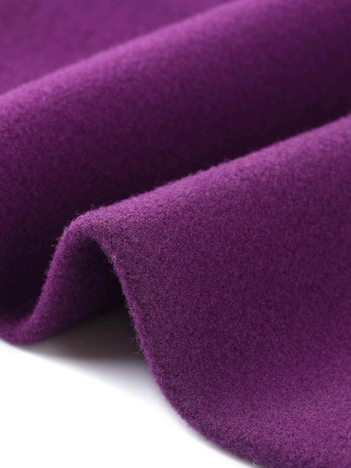 imageAllegra K Winter Trench Coat for Women Overcoat Belted Outwear Double Breasted Mid Long Pea CoatPurple