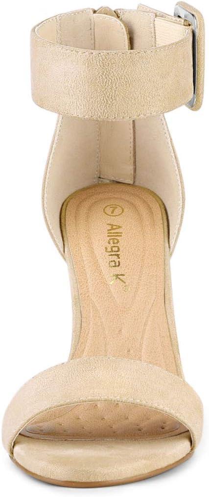 imageAllegra K Womens Ankle Strap Block High Heel SandalsBeige