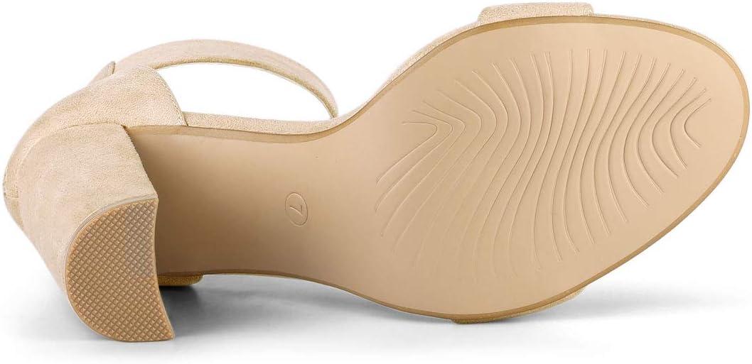imageAllegra K Womens Ankle Strap Block High Heel SandalsBeige