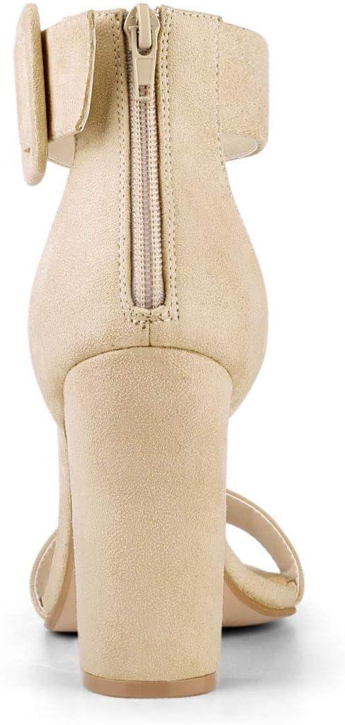 imageAllegra K Womens Ankle Strap Block High Heel SandalsBeige