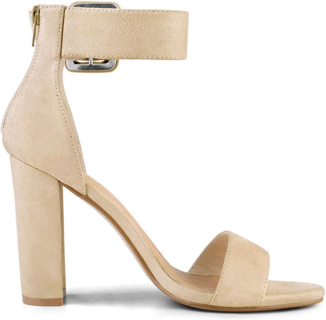 imageAllegra K Womens Ankle Strap Block High Heel SandalsBeige