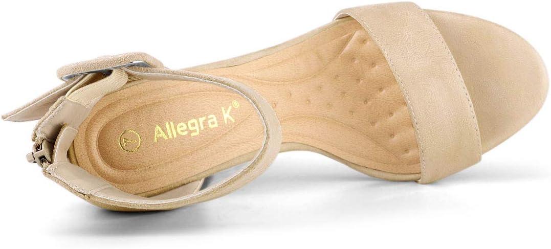 imageAllegra K Womens Ankle Strap Block High Heel SandalsBeige