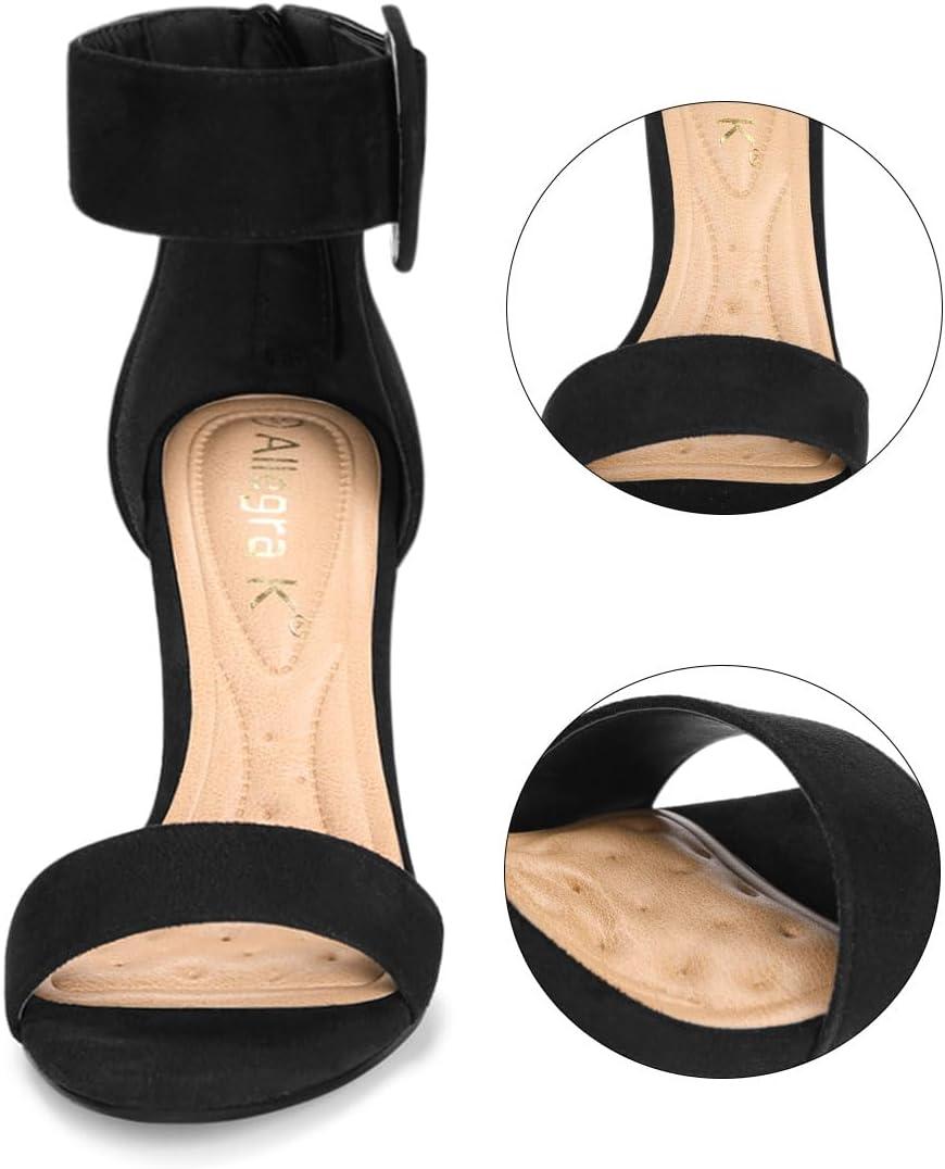 imageAllegra K Womens Ankle Strap Block High Heel SandalsBlack