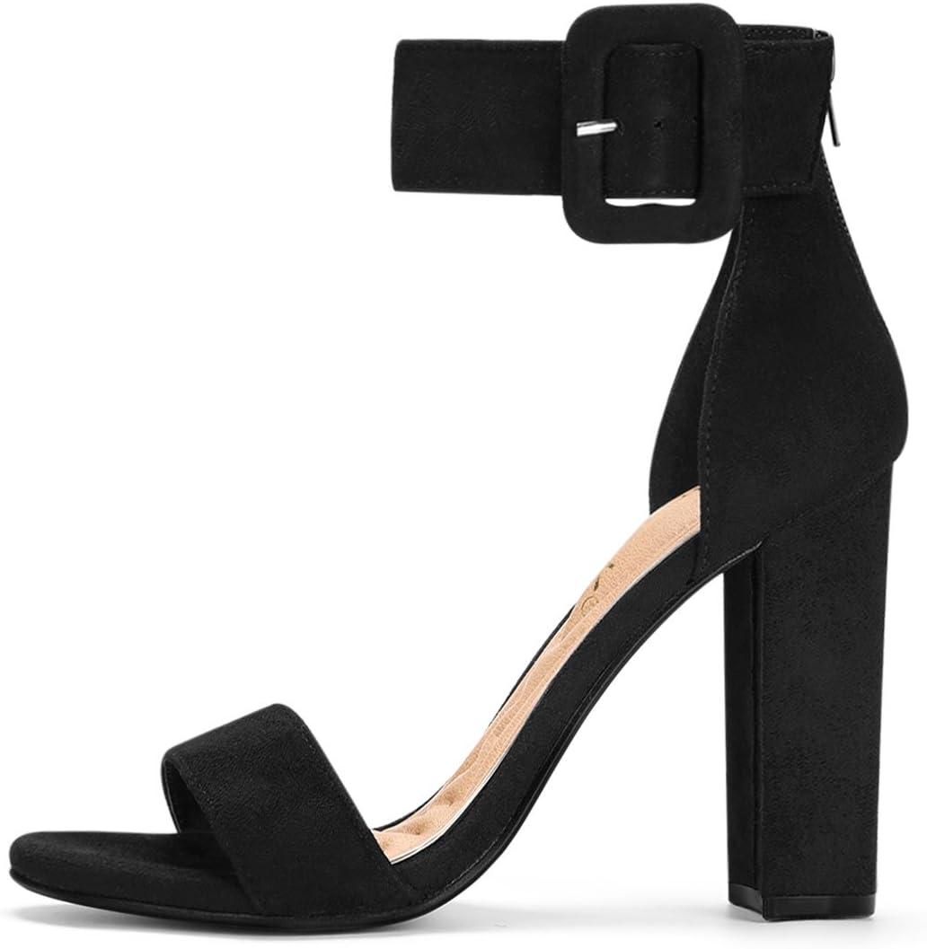imageAllegra K Womens Ankle Strap Block High Heel SandalsBlack