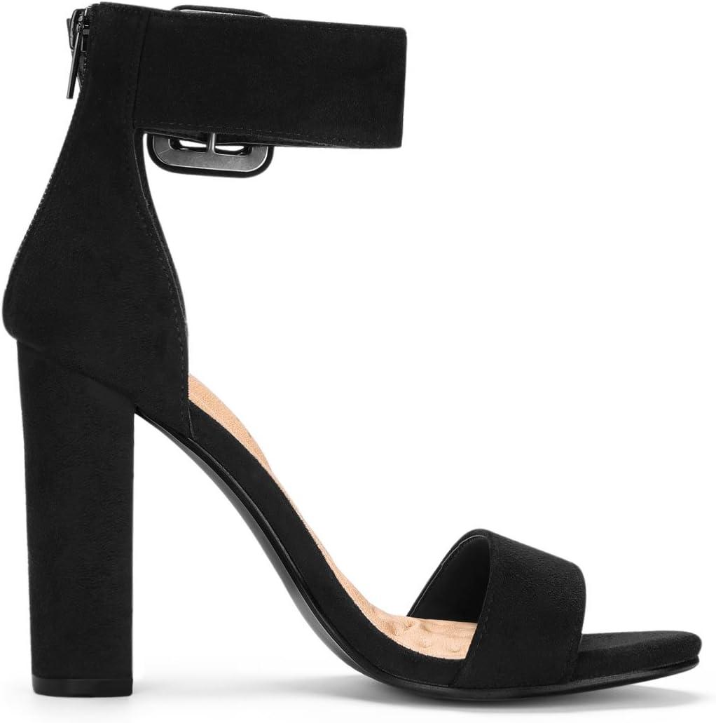 imageAllegra K Womens Ankle Strap Block High Heel SandalsBlack