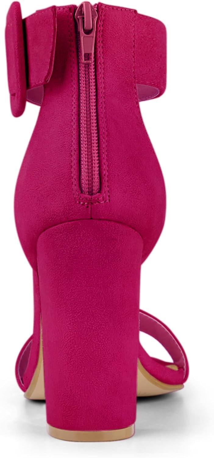 imageAllegra K Womens Ankle Strap Block High Heel SandalsHot Pink