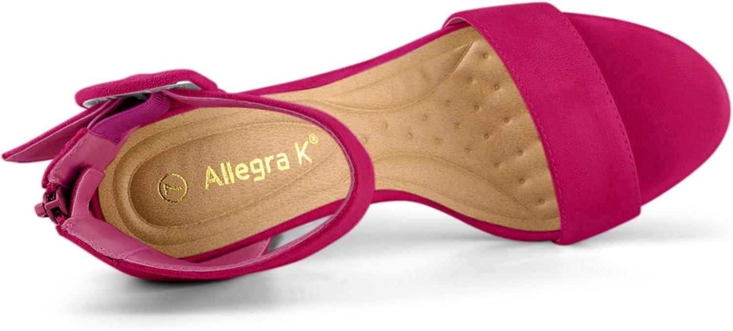 imageAllegra K Womens Ankle Strap Block High Heel SandalsHot Pink