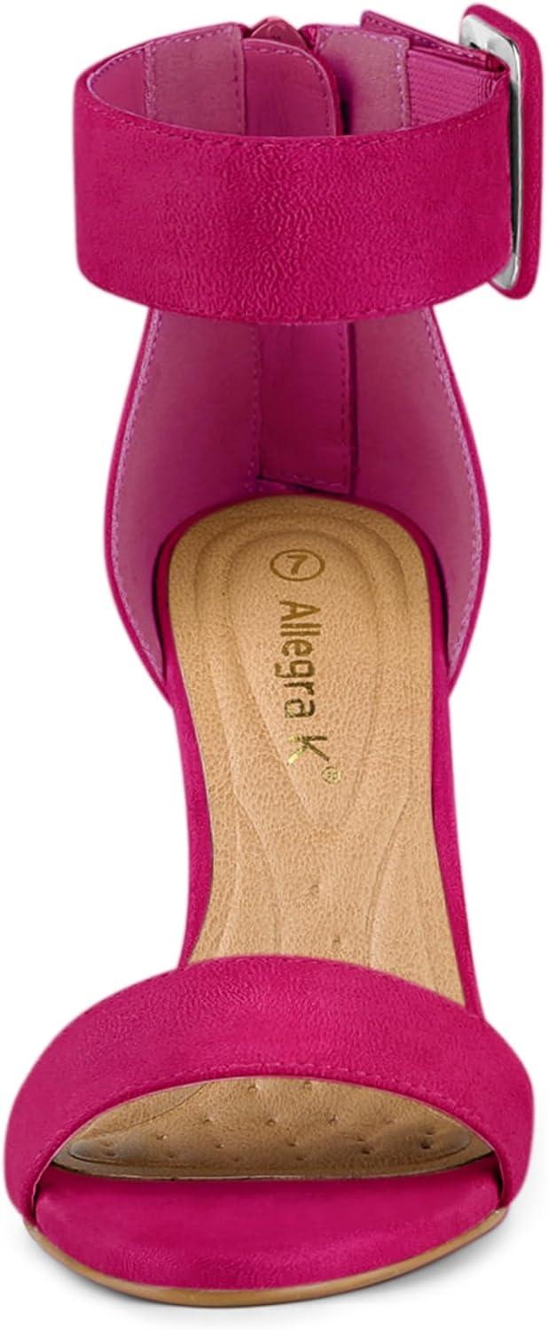 imageAllegra K Womens Ankle Strap Block High Heel SandalsHot Pink