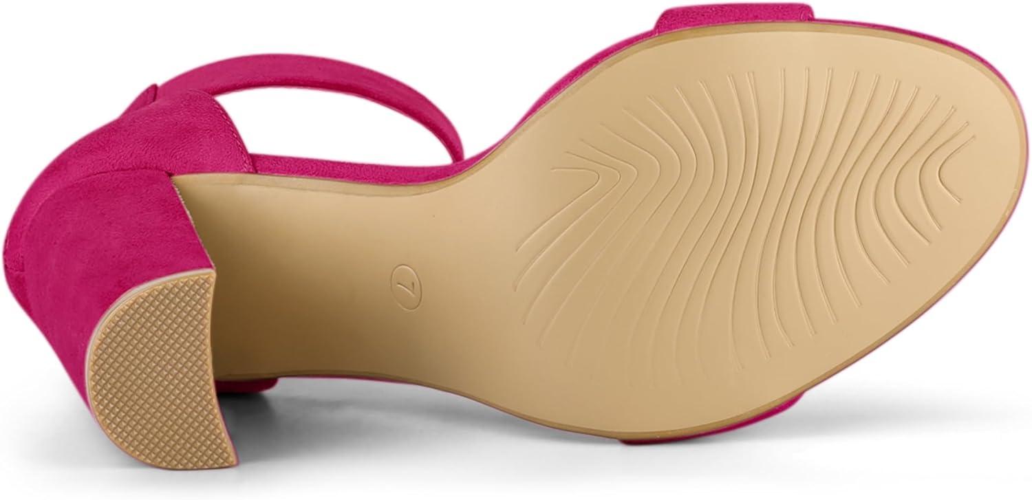 imageAllegra K Womens Ankle Strap Block High Heel SandalsHot Pink