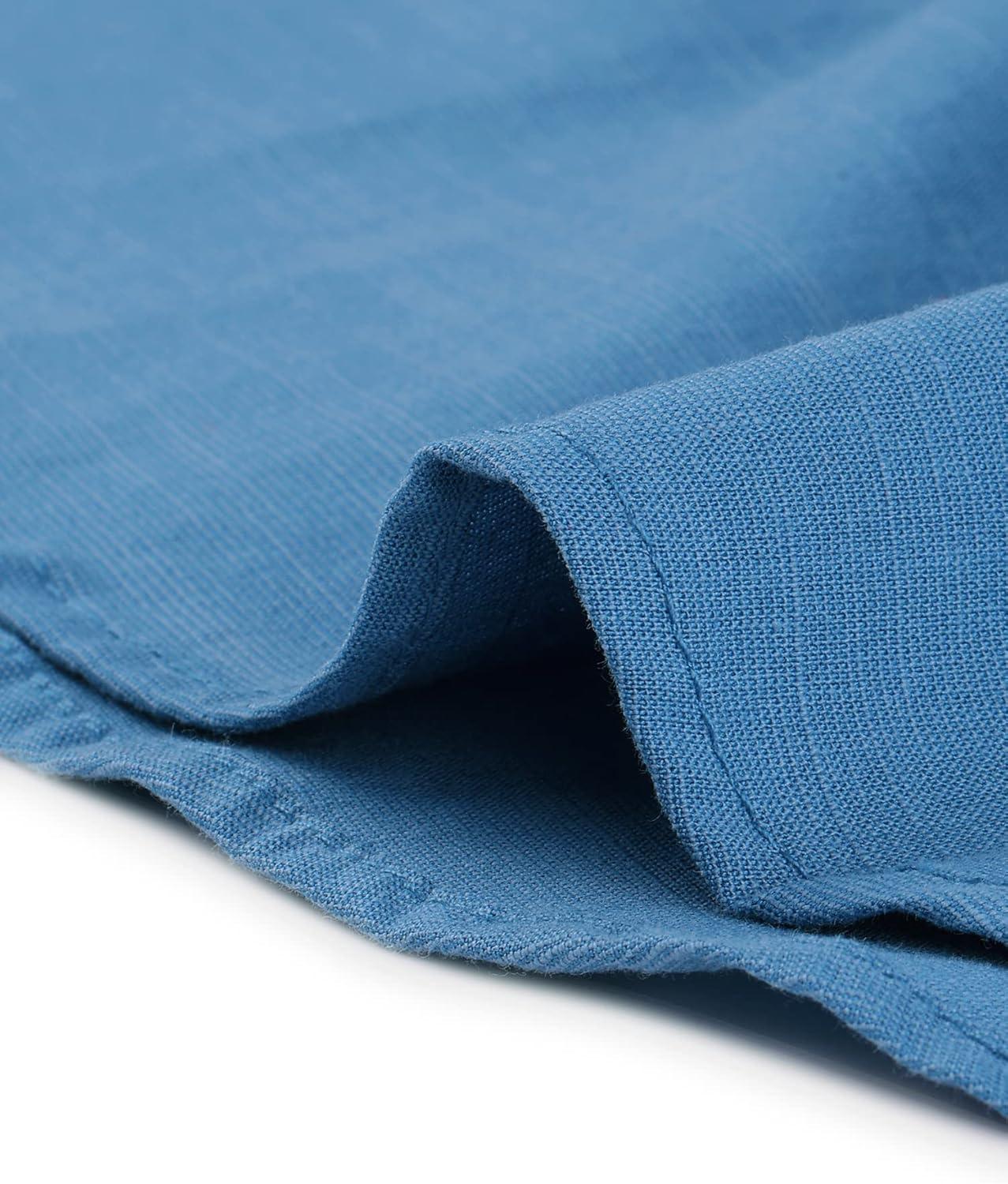 imageAllegra K Womens Belted Roll Up Sleeve Button Up Collared Shirt DressBlue