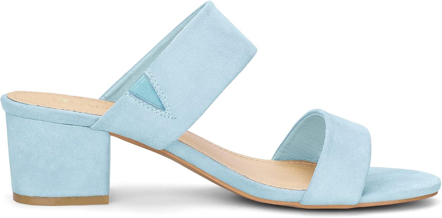imageAllegra K Womens Block Heel Dual Straps Slides Sky Blue Sandals 75 M US