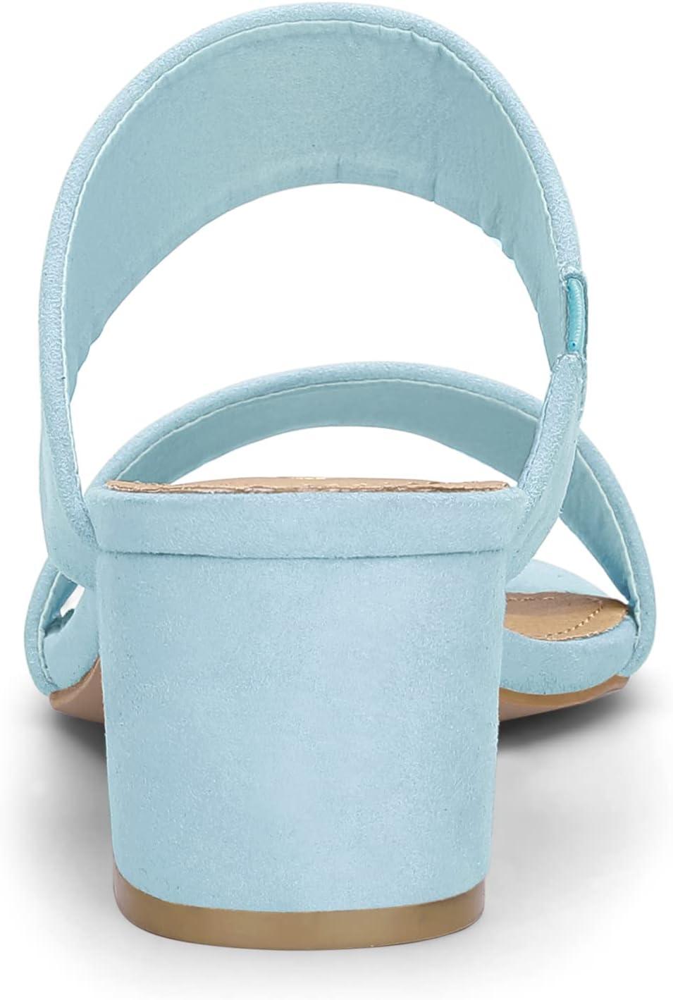 imageAllegra K Womens Block Heel Dual Straps Slides Sky Blue Sandals 75 M US