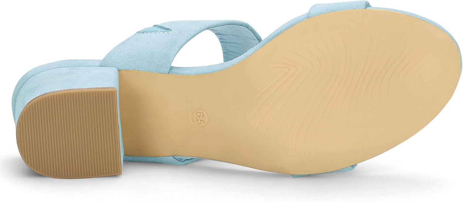imageAllegra K Womens Block Heel Dual Straps Slides Sky Blue Sandals 75 M US
