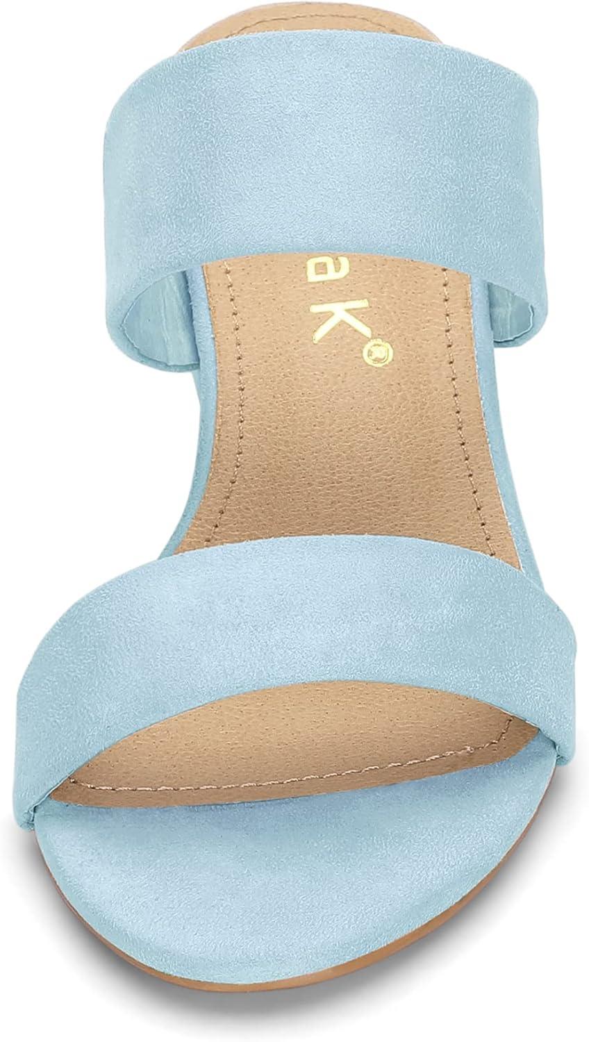 imageAllegra K Womens Block Heel Dual Straps Slides Sky Blue Sandals 75 M US