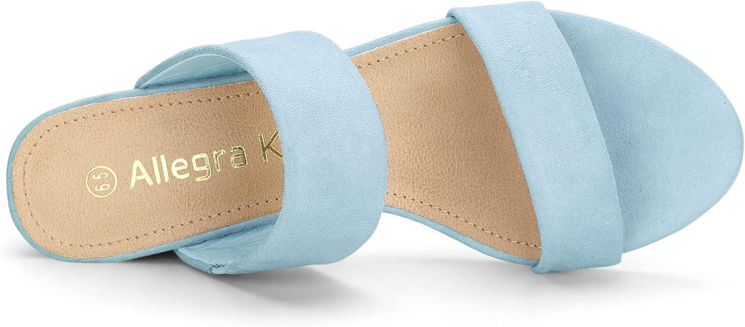 imageAllegra K Womens Block Heel Dual Straps Slides Sky Blue Sandals 75 M US