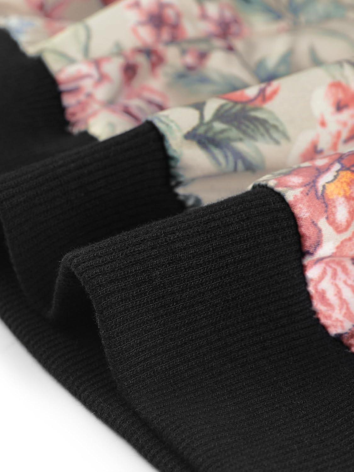 imageAllegra K Womens Bomber Jacket Satin Long Sleeve Zipper Floral Print Casual Fall Coat with Pocket Winter OutwearBeige