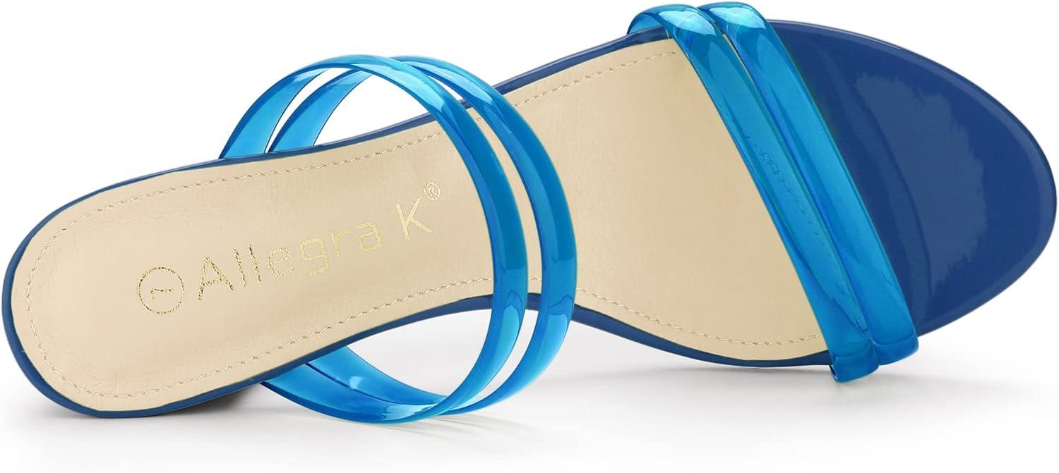 imageAllegra K Womens Clear Strappy Heel Slide Mule Block Heel SandalBlue