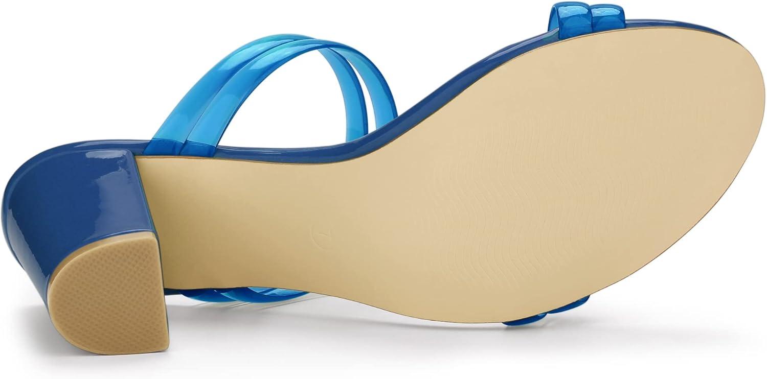 imageAllegra K Womens Clear Strappy Heel Slide Mule Block Heel SandalBlue