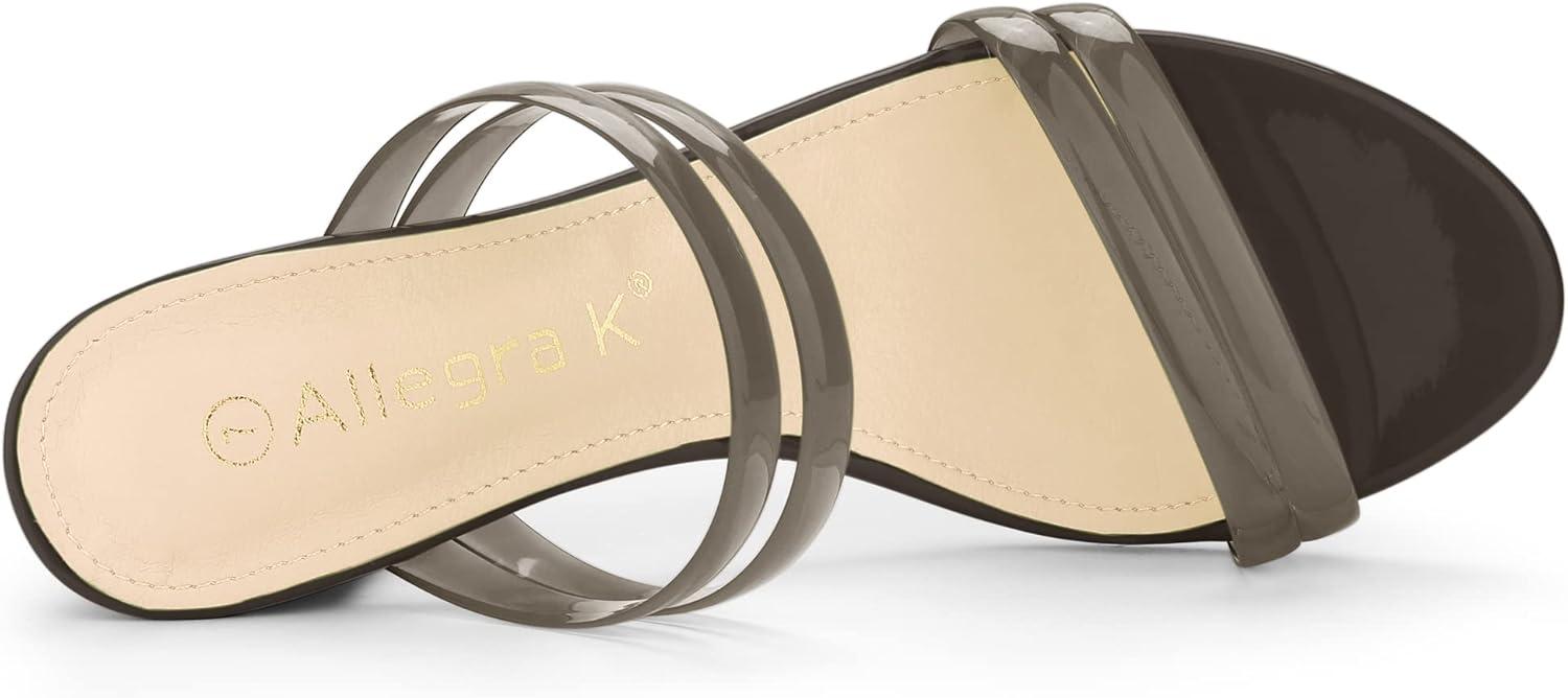 imageAllegra K Womens Clear Strappy Heel Slide Mule Block Heel SandalCoffee