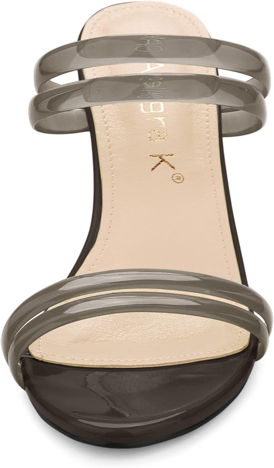 imageAllegra K Womens Clear Strappy Heel Slide Mule Block Heel SandalCoffee