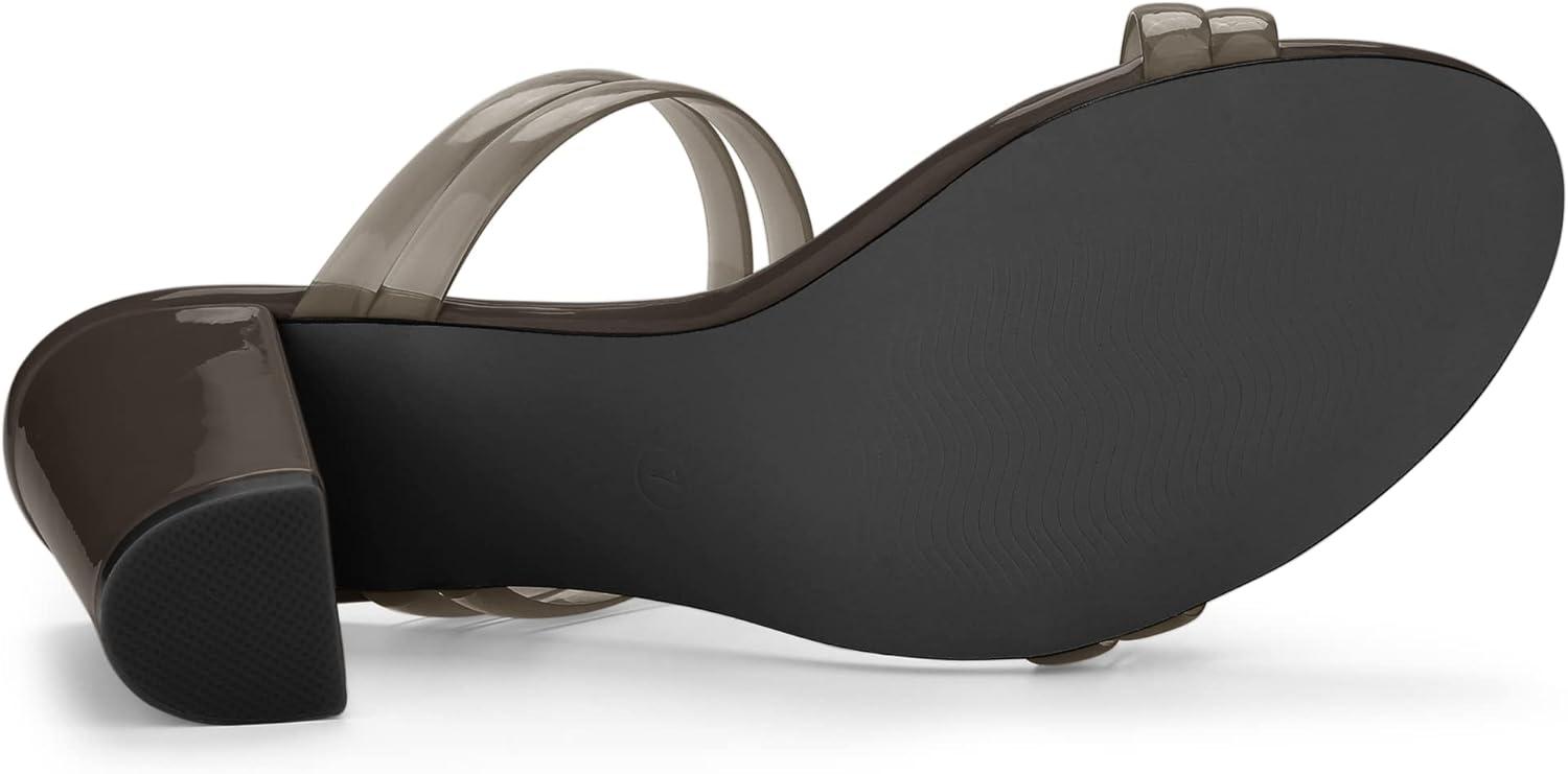 imageAllegra K Womens Clear Strappy Heel Slide Mule Block Heel SandalCoffee