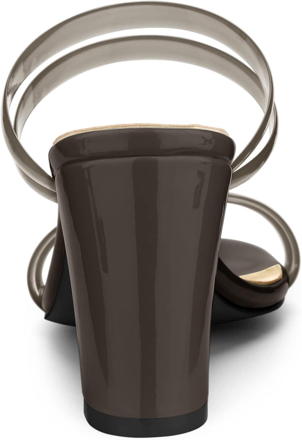 imageAllegra K Womens Clear Strappy Heel Slide Mule Block Heel SandalCoffee