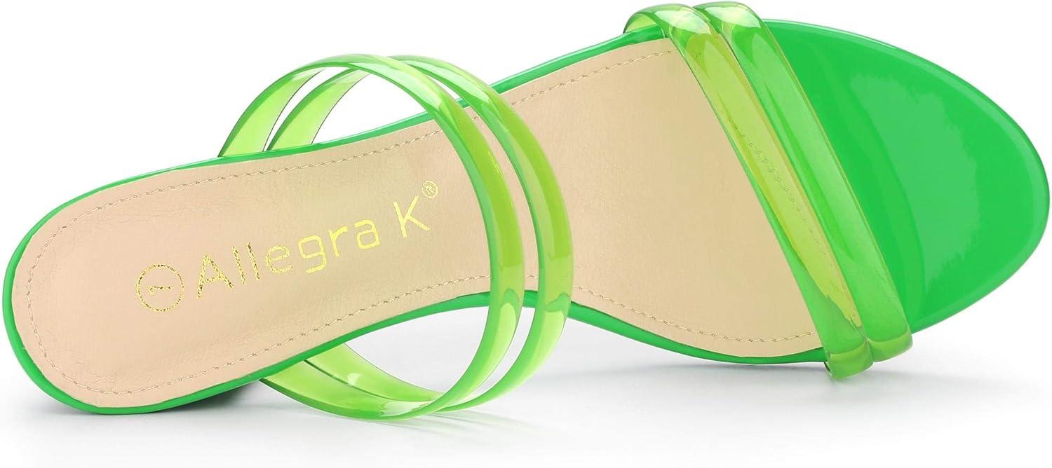imageAllegra K Womens Clear Strappy Heel Slide Mule Block Heel SandalGreen