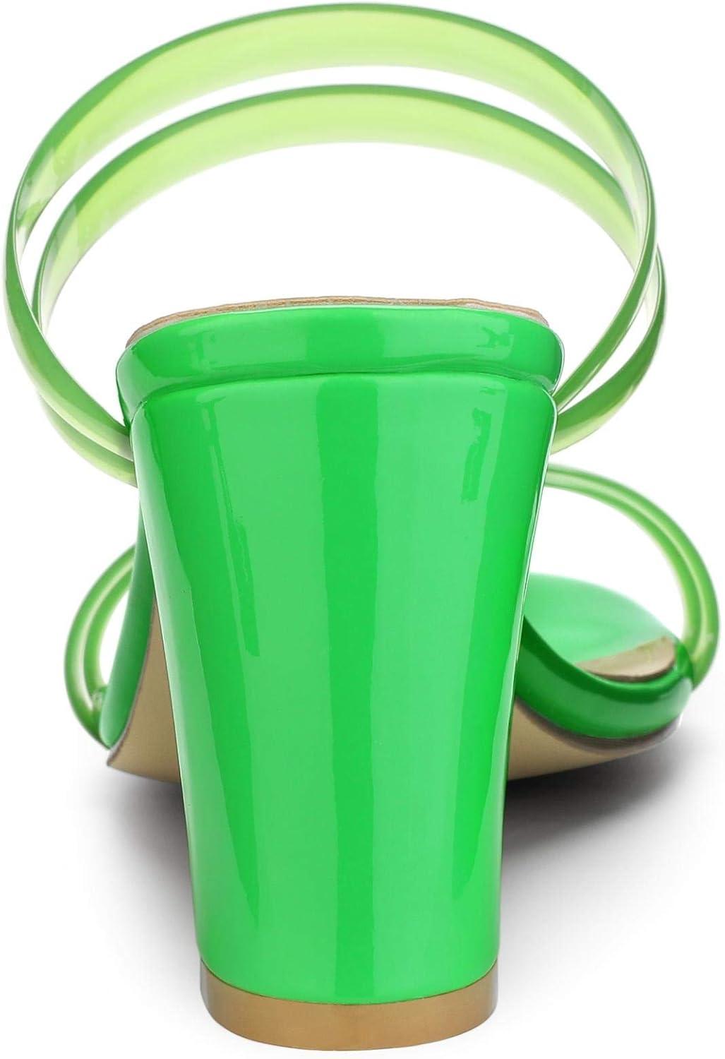 imageAllegra K Womens Clear Strappy Heel Slide Mule Block Heel SandalGreen