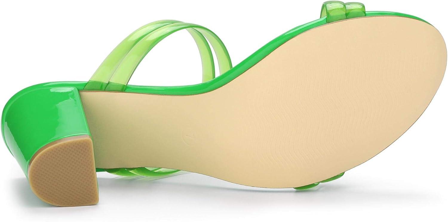 imageAllegra K Womens Clear Strappy Heel Slide Mule Block Heel SandalGreen