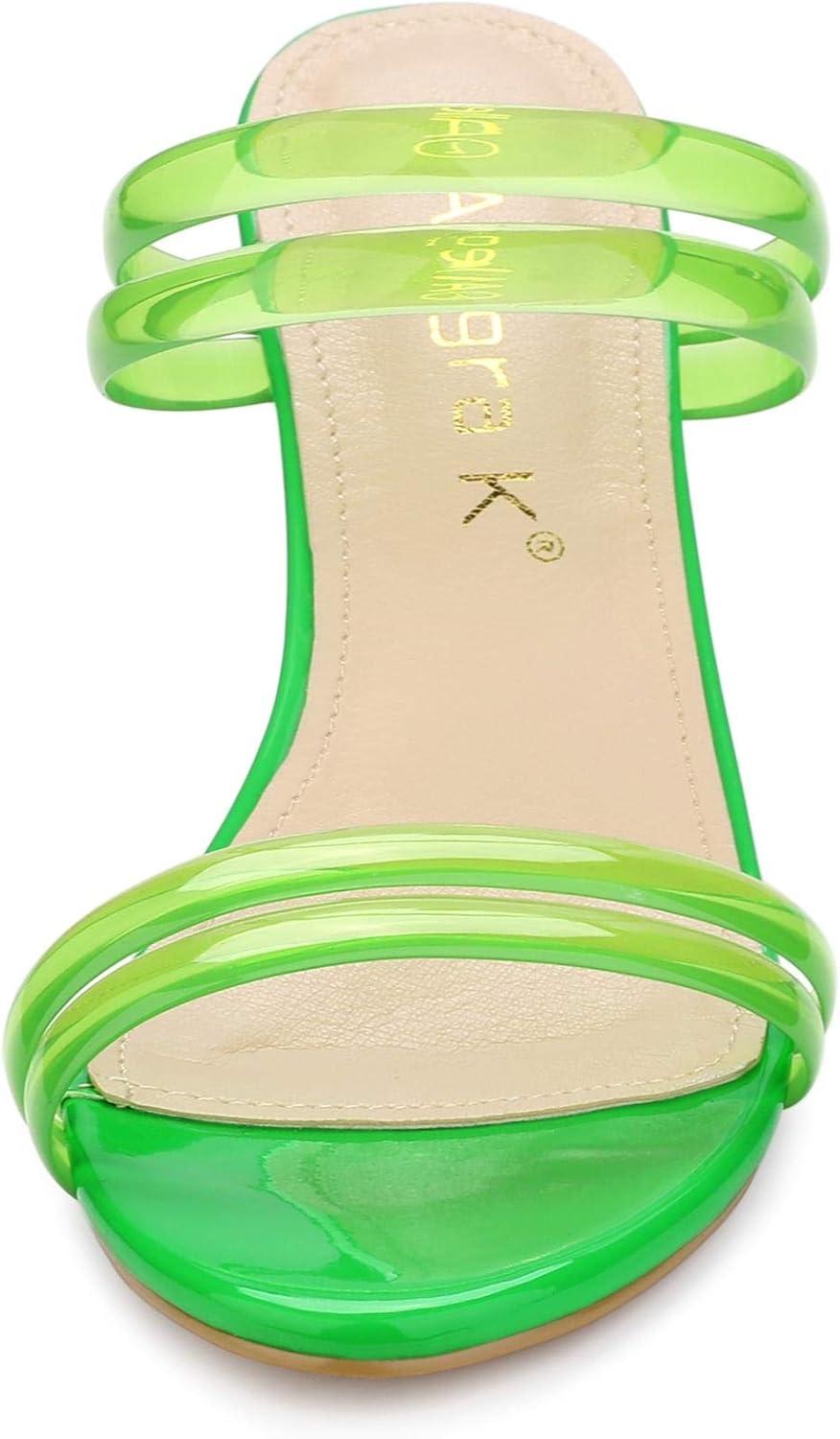 imageAllegra K Womens Clear Strappy Heel Slide Mule Block Heel SandalGreen