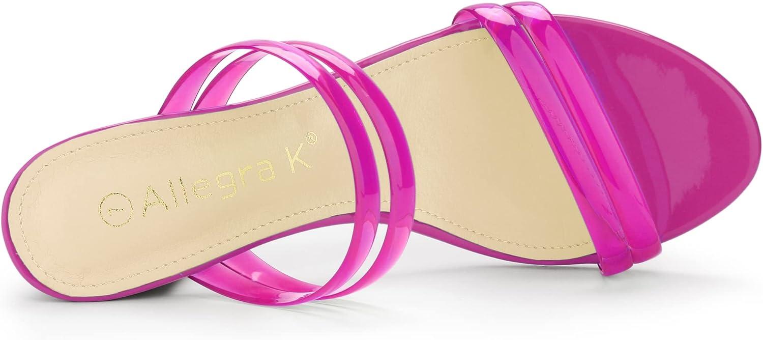 imageAllegra K Womens Clear Strappy Heel Slide Mule Block Heel SandalHot Pink