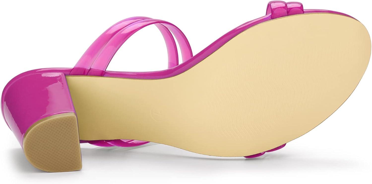 imageAllegra K Womens Clear Strappy Heel Slide Mule Block Heel SandalHot Pink