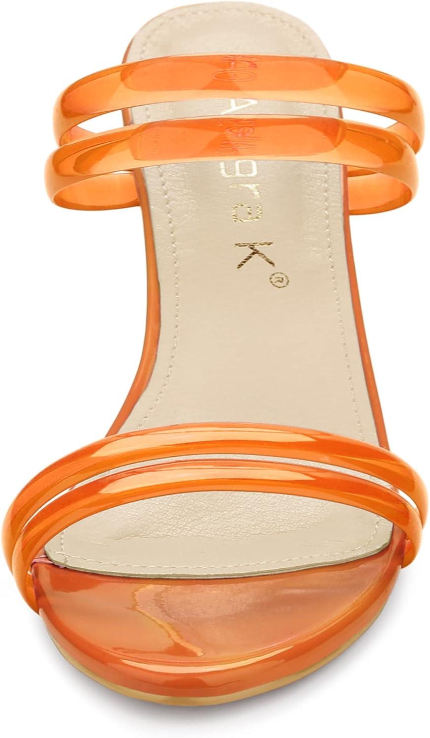 imageAllegra K Womens Clear Strappy Heel Slide Mule Block Heel SandalOrange