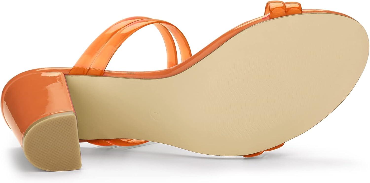 imageAllegra K Womens Clear Strappy Heel Slide Mule Block Heel SandalOrange