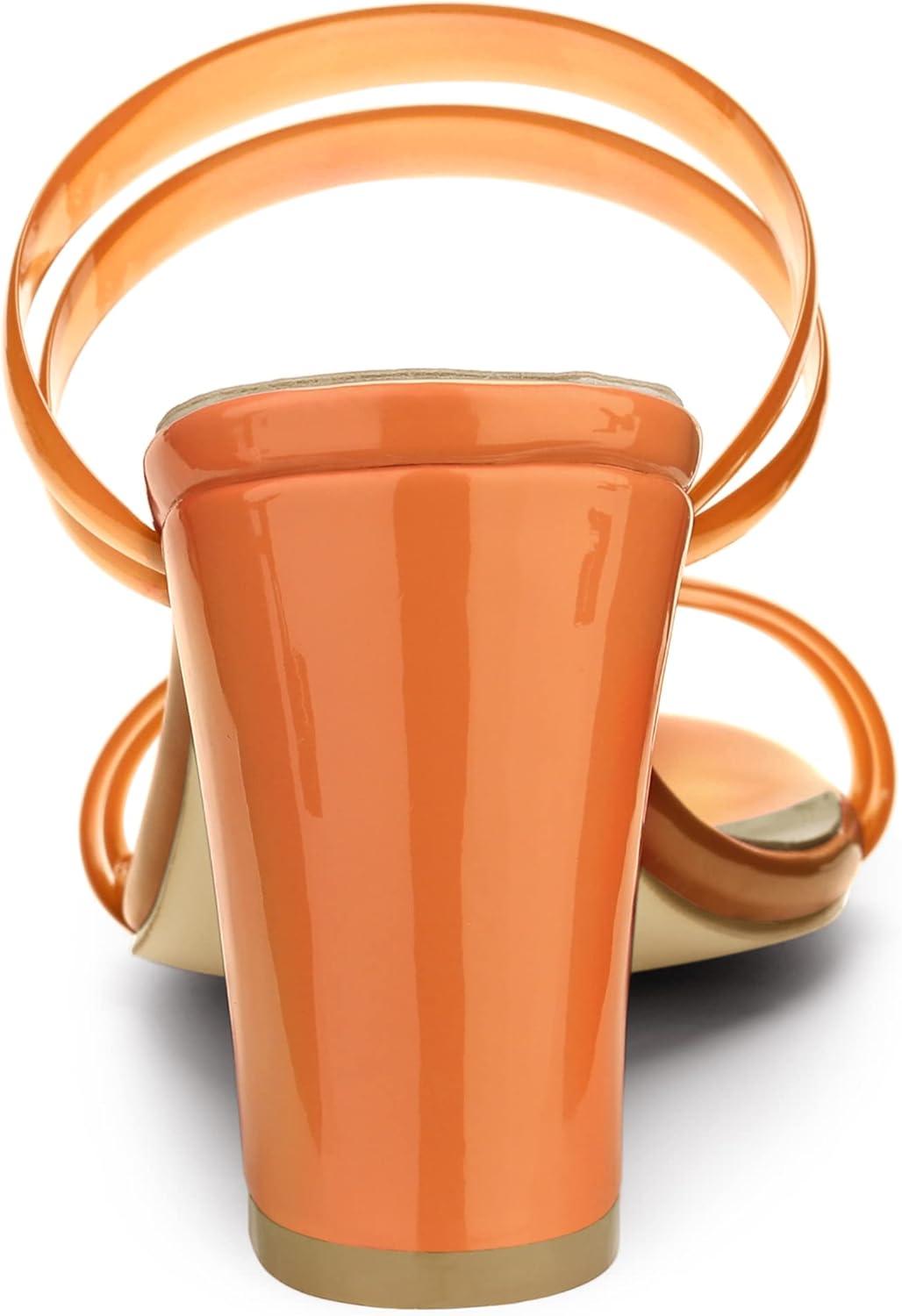 imageAllegra K Womens Clear Strappy Heel Slide Mule Block Heel SandalOrange