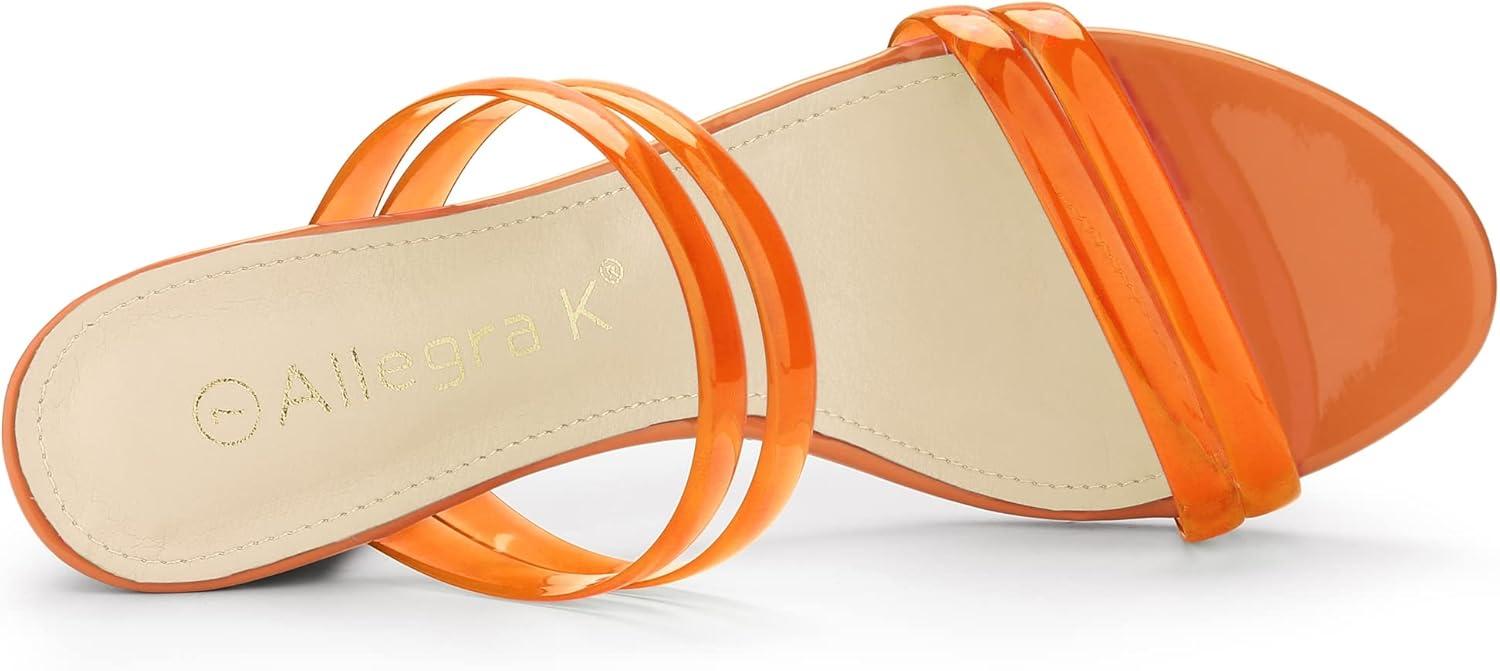 imageAllegra K Womens Clear Strappy Heel Slide Mule Block Heel SandalOrange