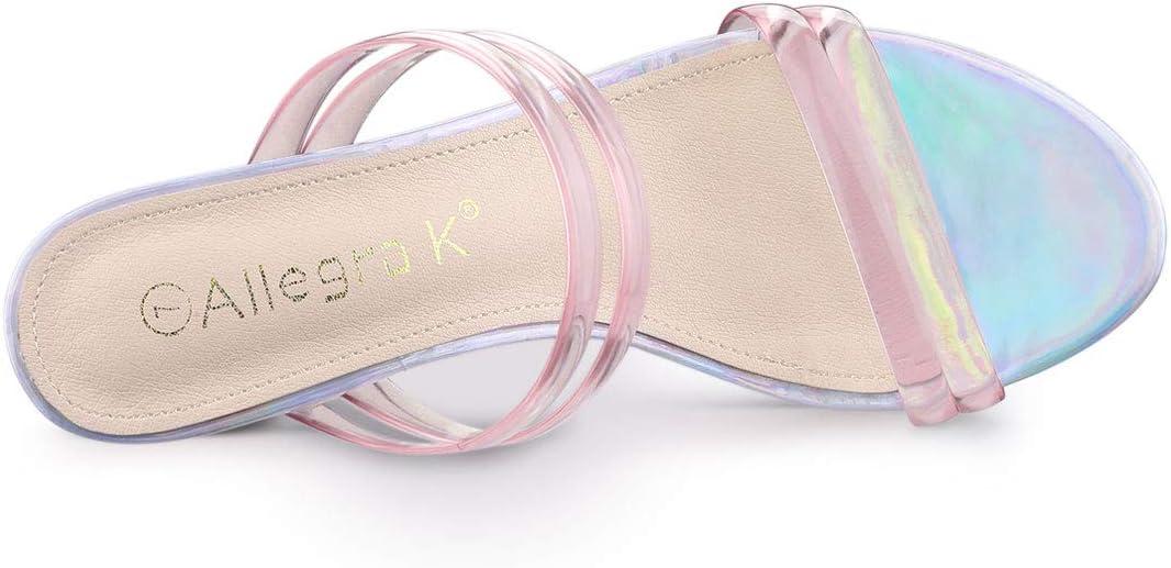 imageAllegra K Womens Clear Strappy Heel Slide Mule Block Heel SandalPink