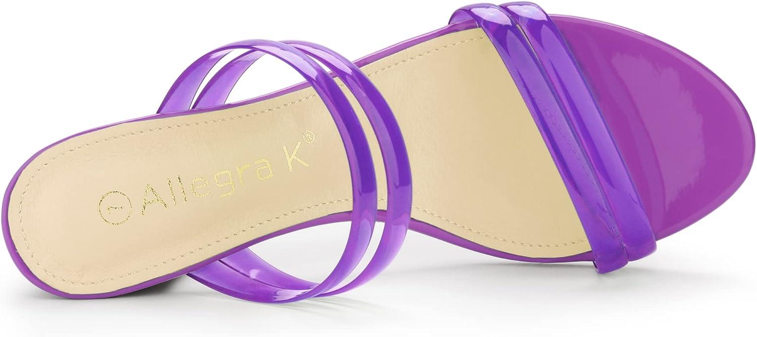 imageAllegra K Womens Clear Strappy Heel Slide Mule Block Heel SandalPurple
