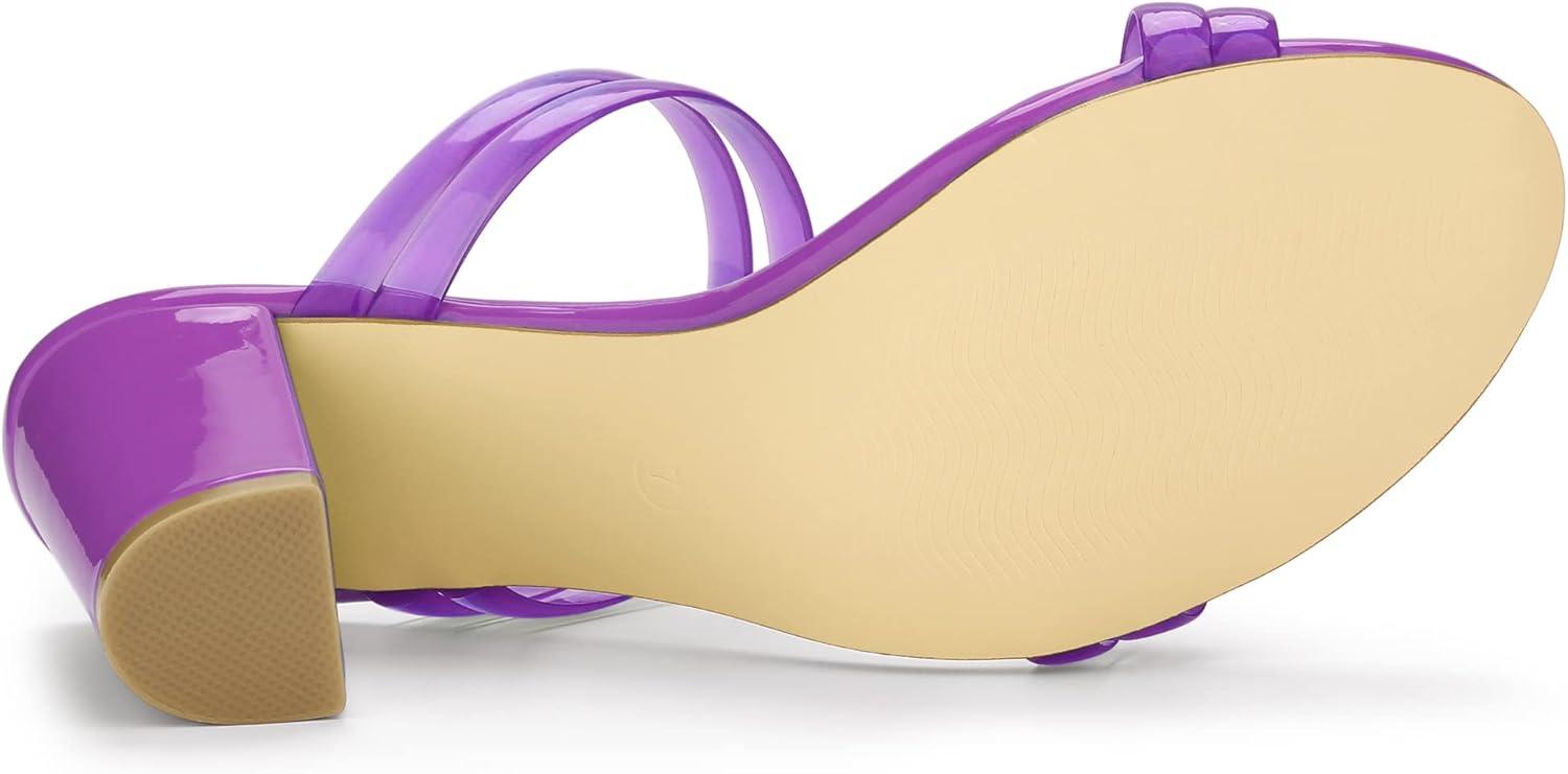 imageAllegra K Womens Clear Strappy Heel Slide Mule Block Heel SandalPurple