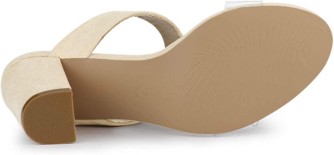 imageAllegra K Womens Dual Clear Strap Block Heels Slides SandalsBeige