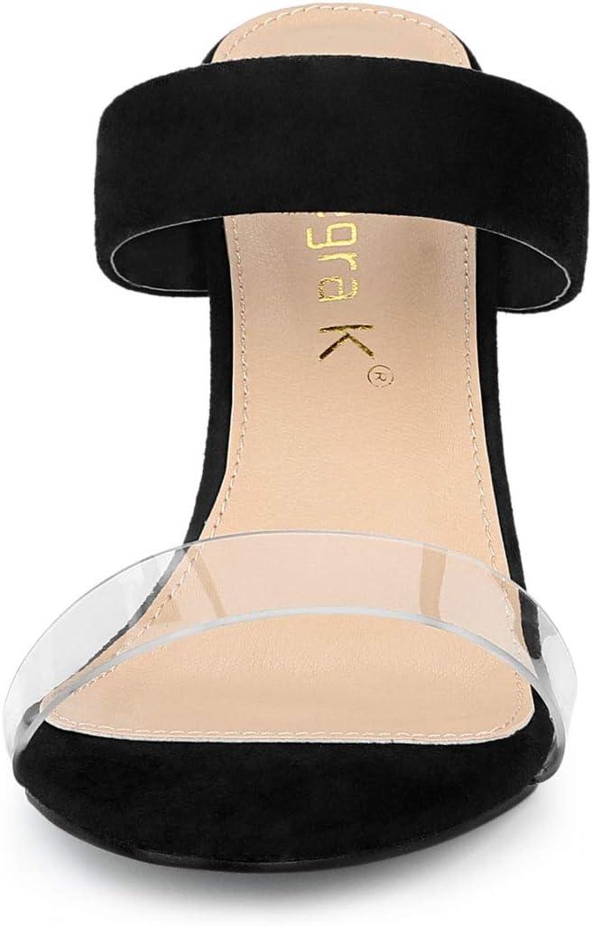 imageAllegra K Womens Dual Clear Strap Block Heels Slides SandalsBlack